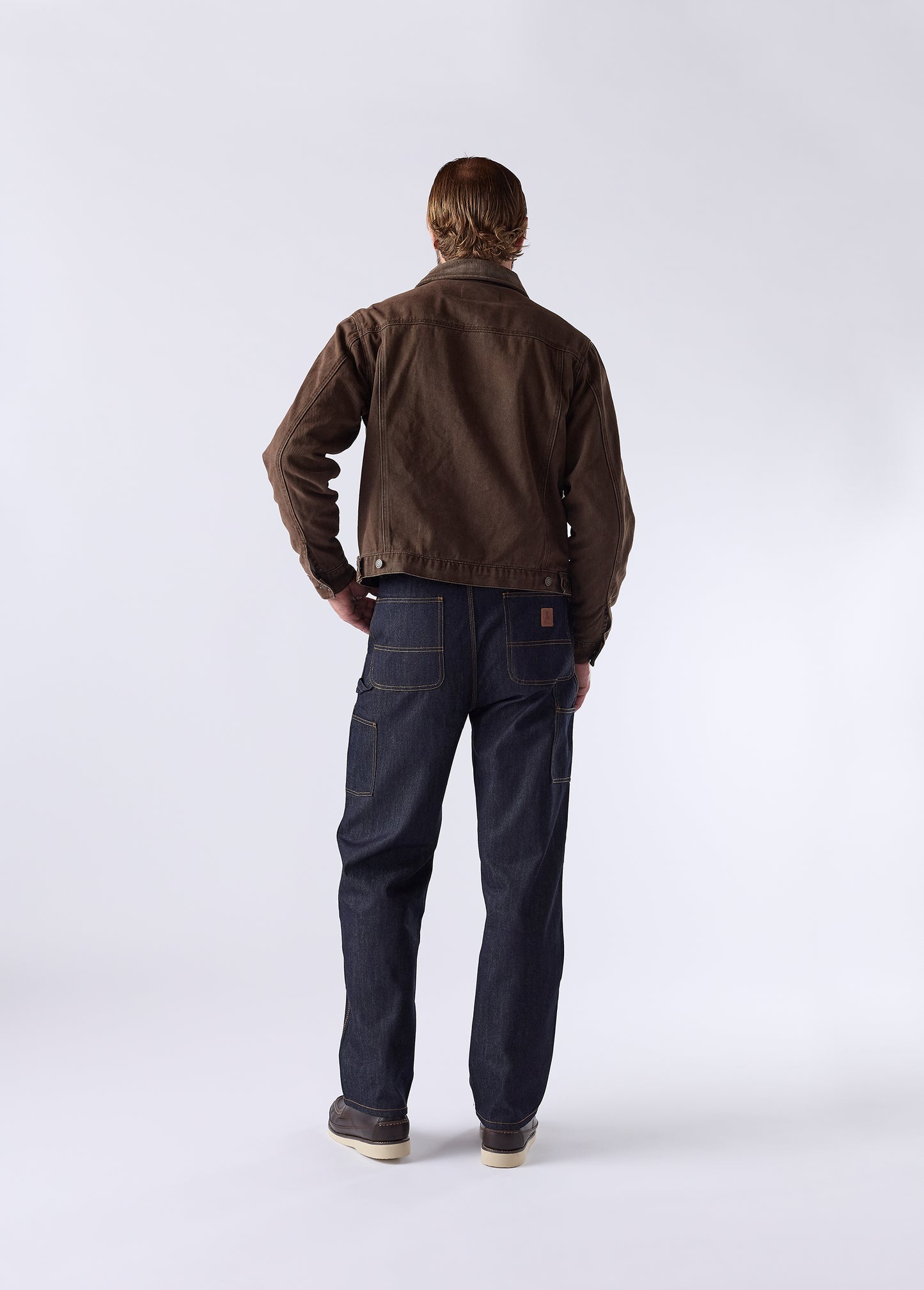 Lined Trucker Jacket | Washed Brown Denim