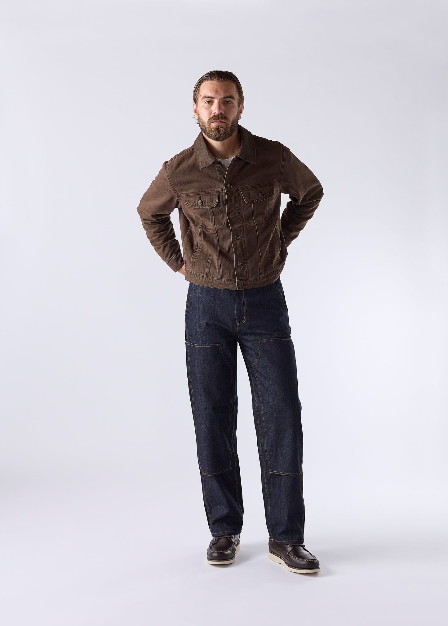 Lined Trucker Jacket | Washed Brown Denim