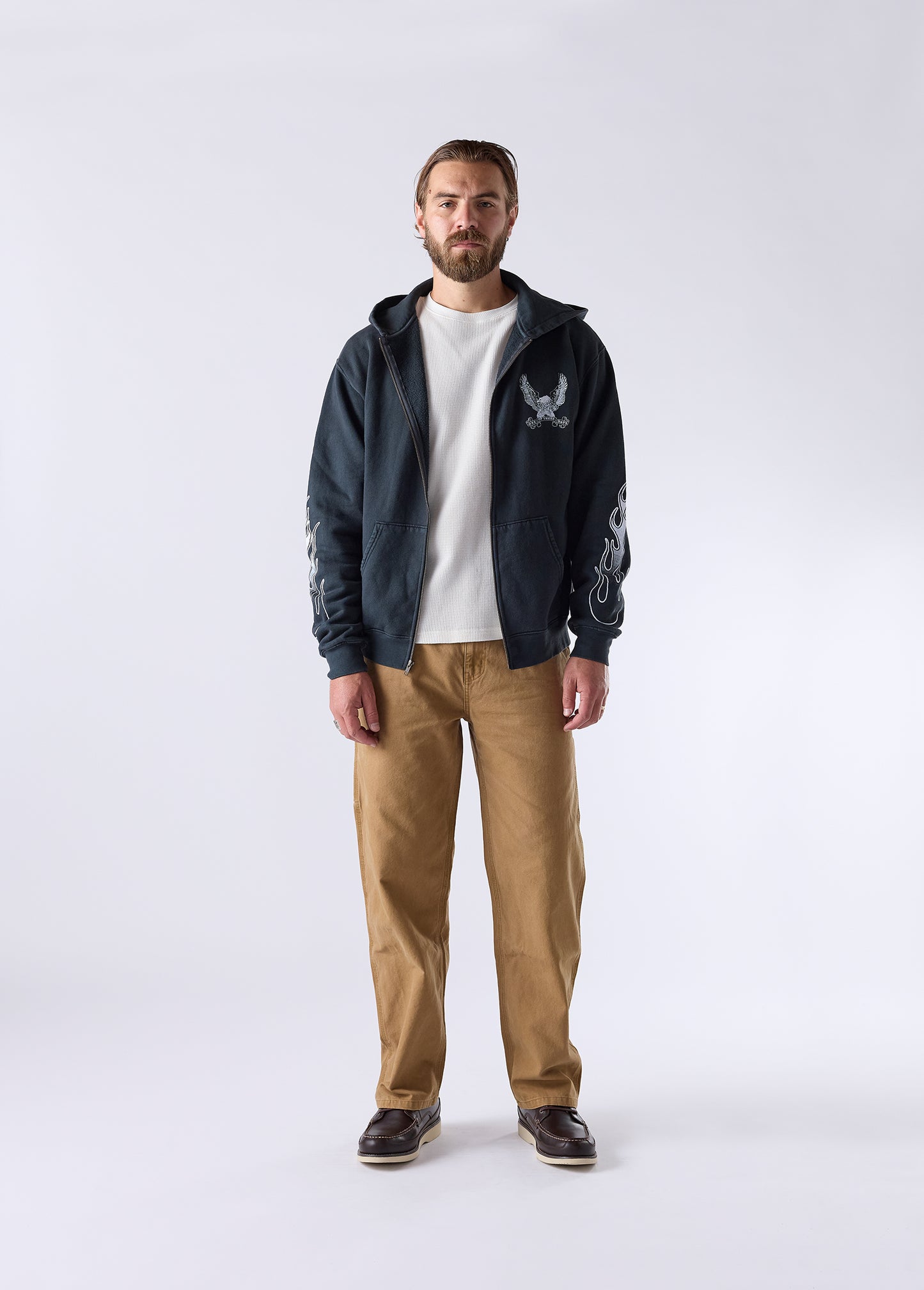 An American Original Zip Up Hooded Sweatshirt | Sun Faded Black