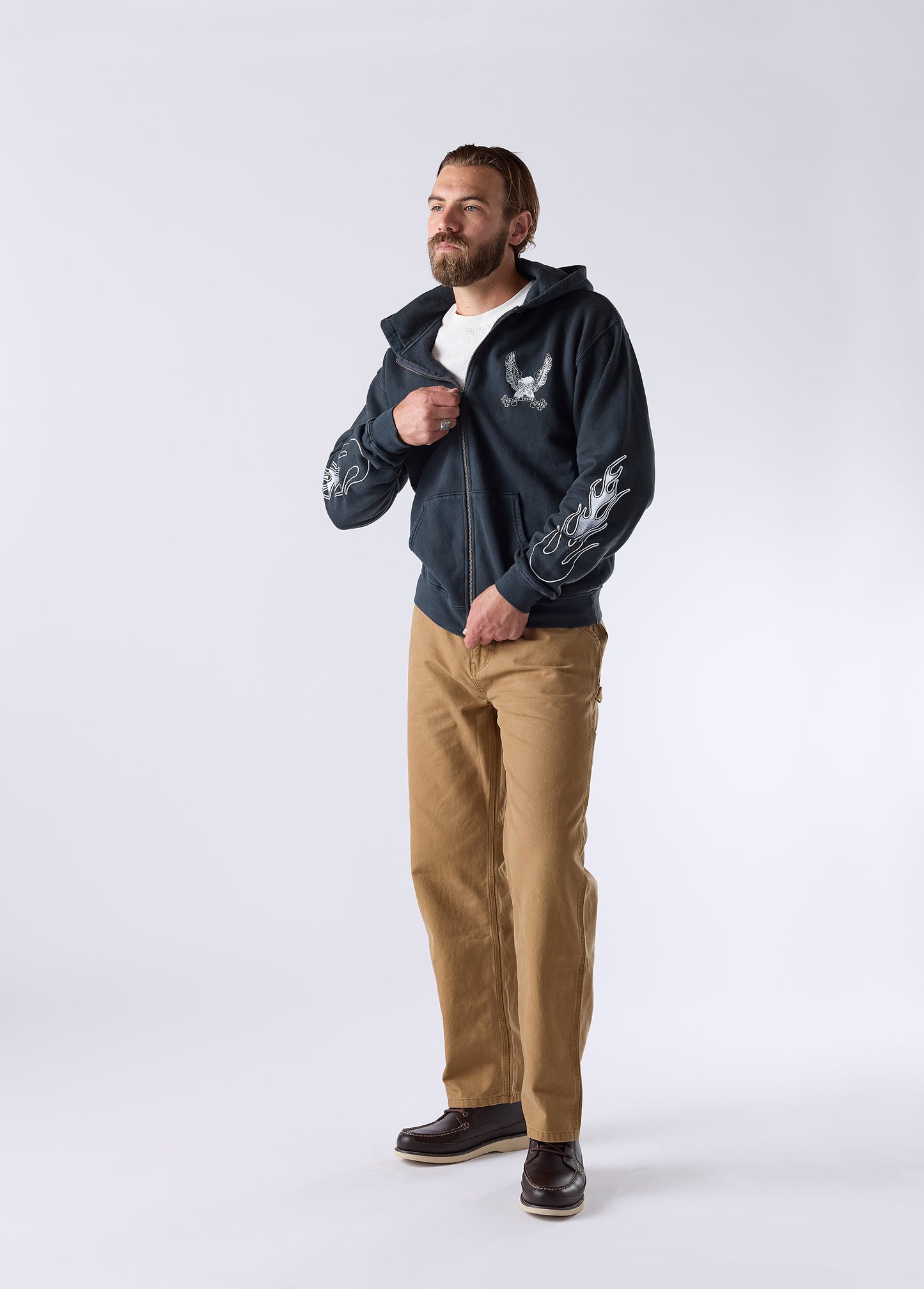 An American Original Zip Up Hooded Sweatshirt | Sun Faded Black