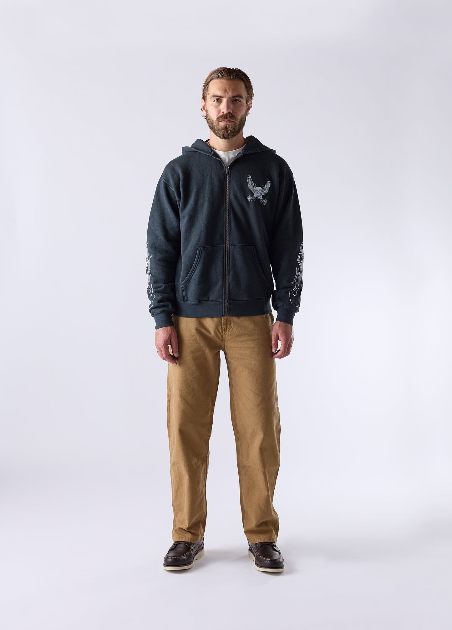 An American Original Zip Up Hooded Sweatshirt | Sun Faded Black