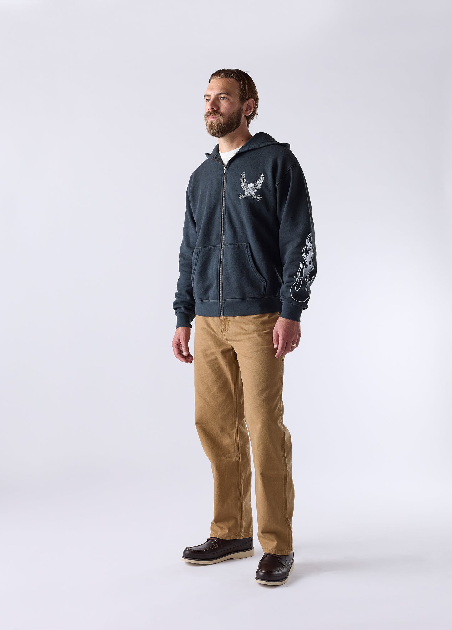 An American Original Zip Up Hooded Sweatshirt | Sun Faded Black