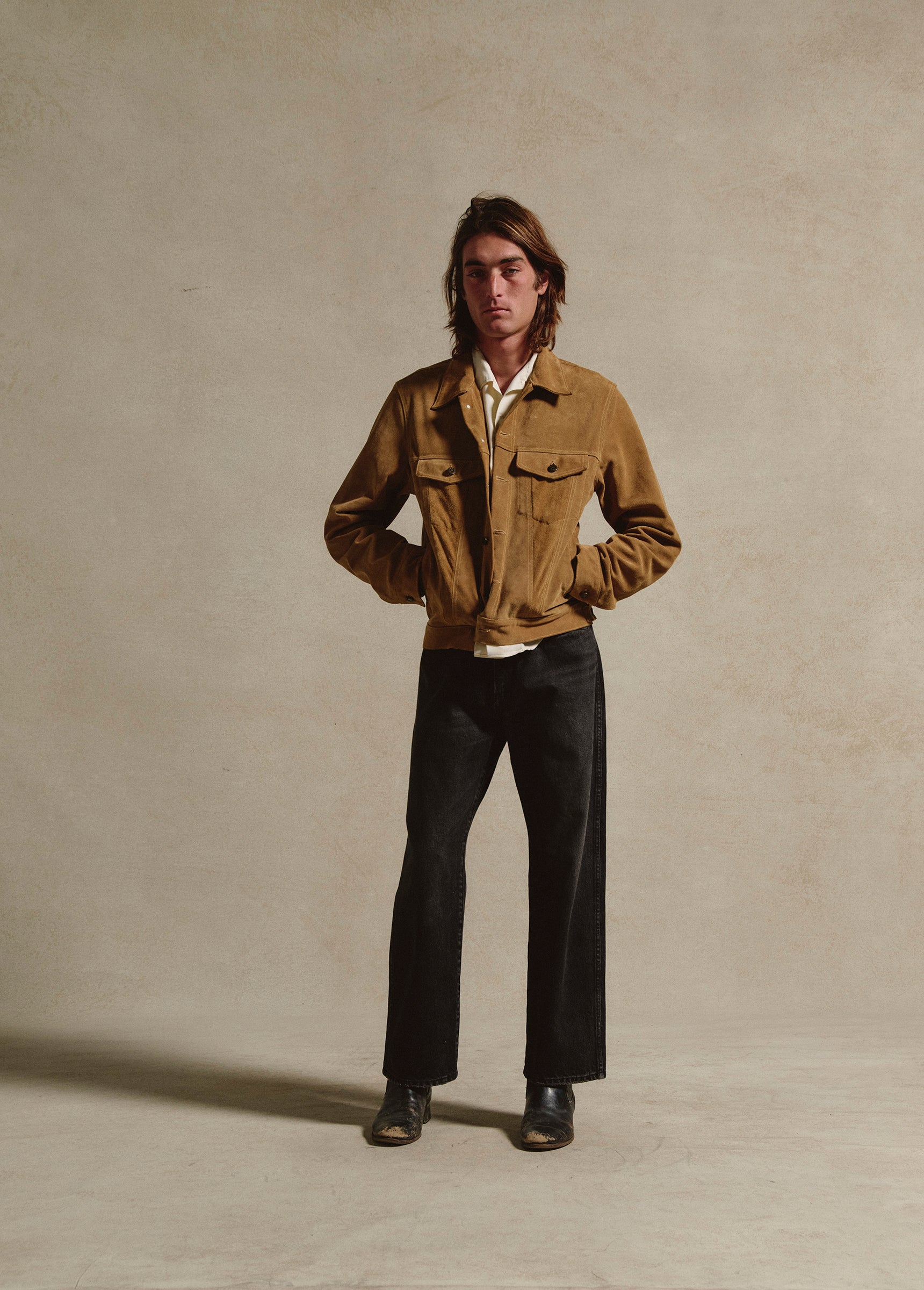 tobacco trucker jacket Reiss Suede Press Stud in Brown Expertly crafted for the modern motorcyclist Tobacco Storm Brown Leather Trucker