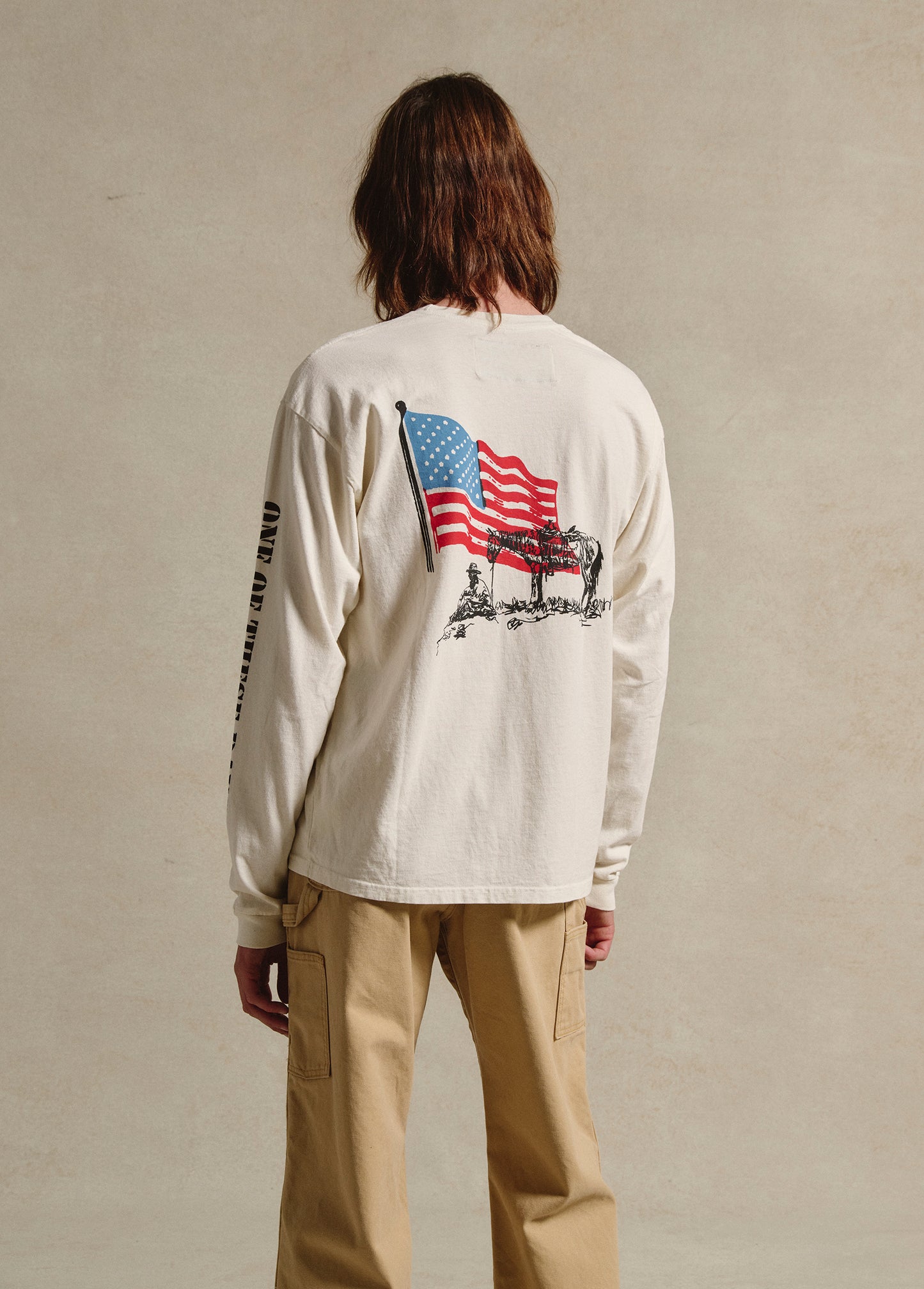 American Flag Cowboy Longsleeve Shirt | Bone