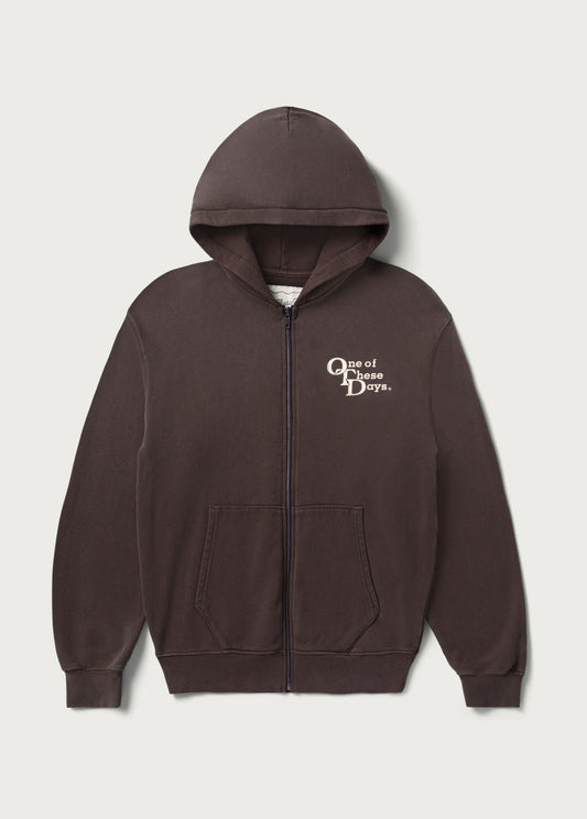 OTD Stacked Logo Zip Up Sweatshirt | Dark Brown
