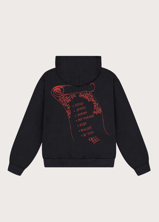 Phone, Keys, Wallet x One Of These Days Washed Black Hoodie