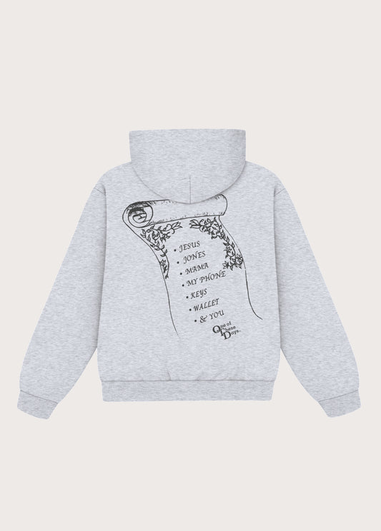 Phone, Keys, Wallet x One Of These Days Grey Hoodie