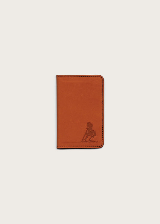 Running Horse Logo Leather Card Holder | Tan