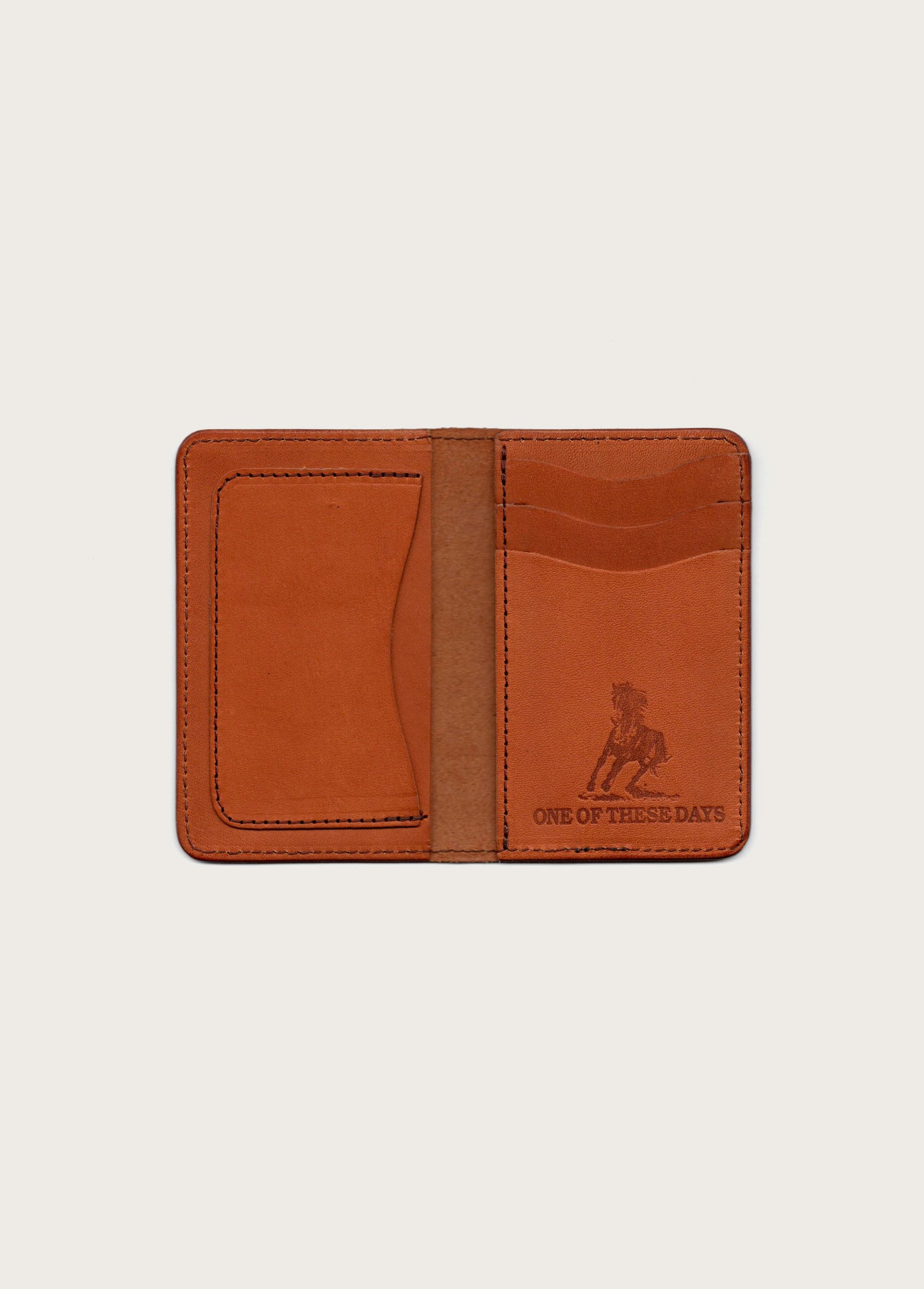 Running Horse Logo Leather Card Holder | Tan
