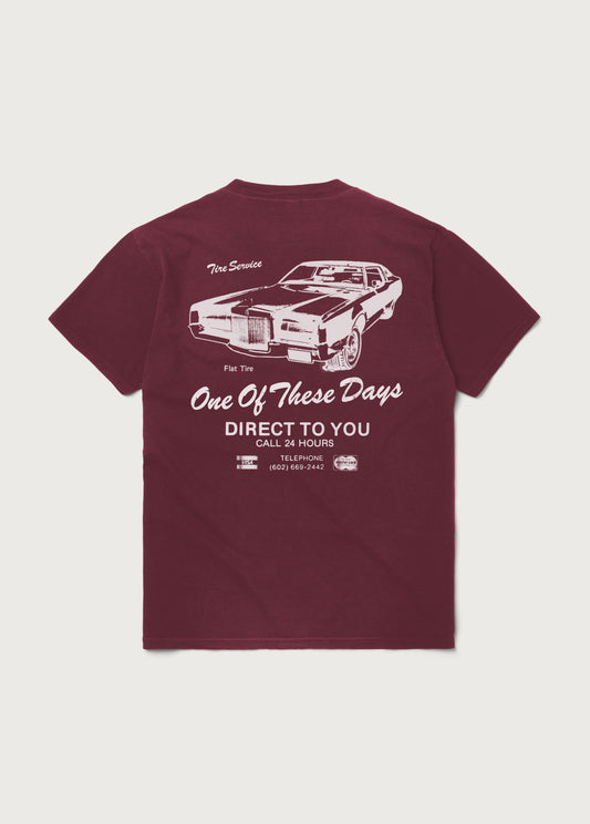 Tire Service T-Shirt | Washed Burgundy