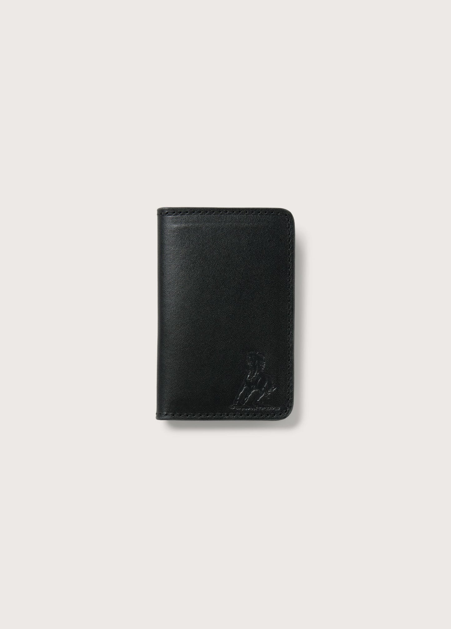 Running Horse Logo Leather Card Holder USA | Black