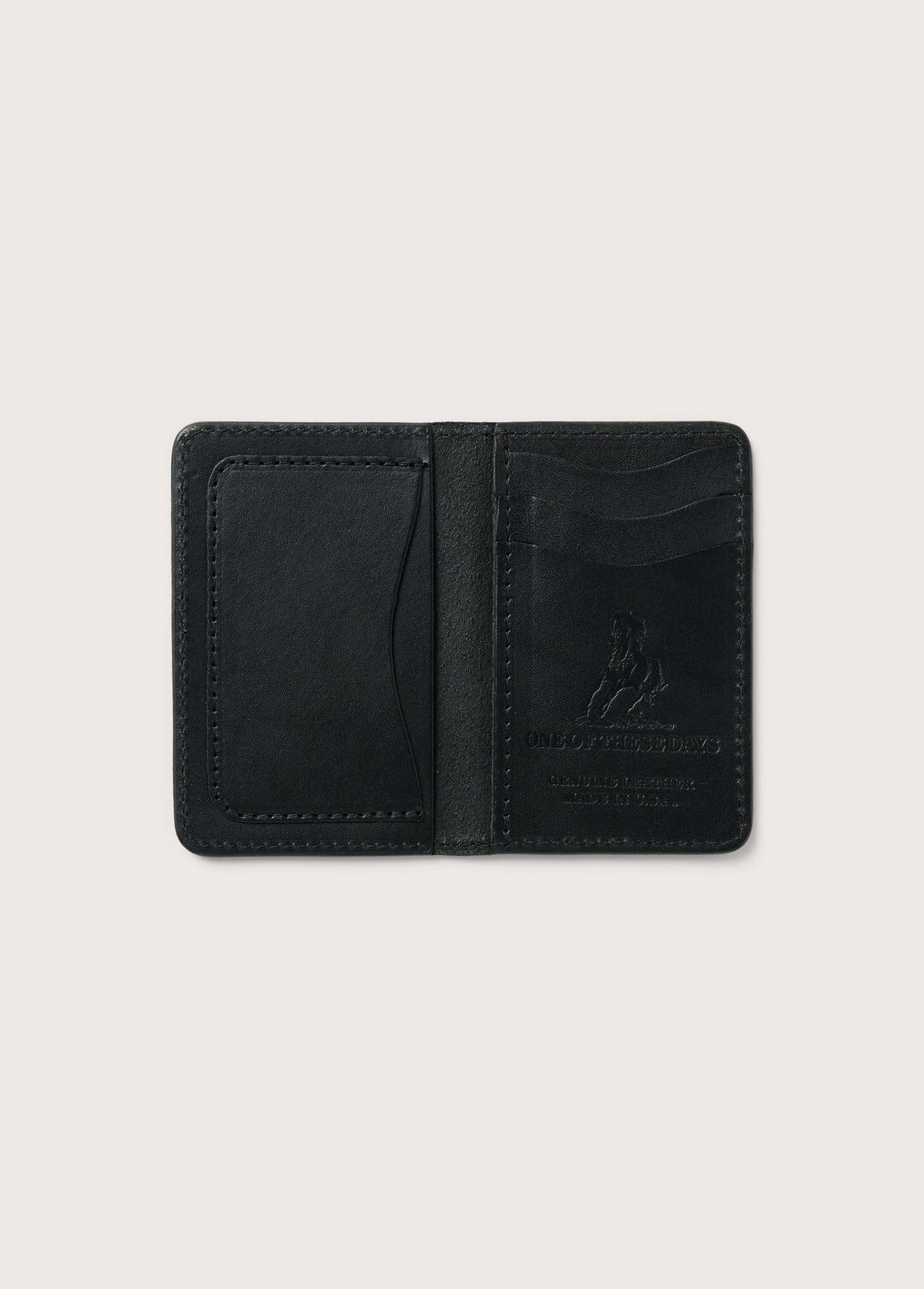 Running Horse Logo Leather Card Holder USA | Black