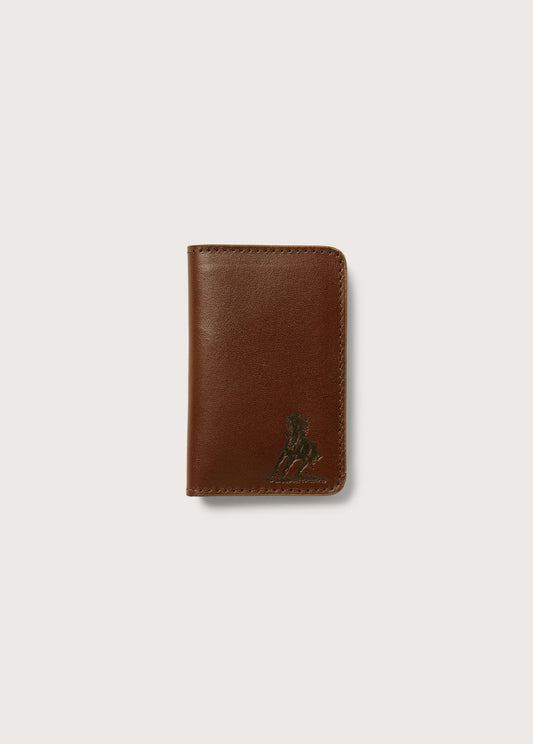 Running Horse Logo Leather Card Holder USA | Brown