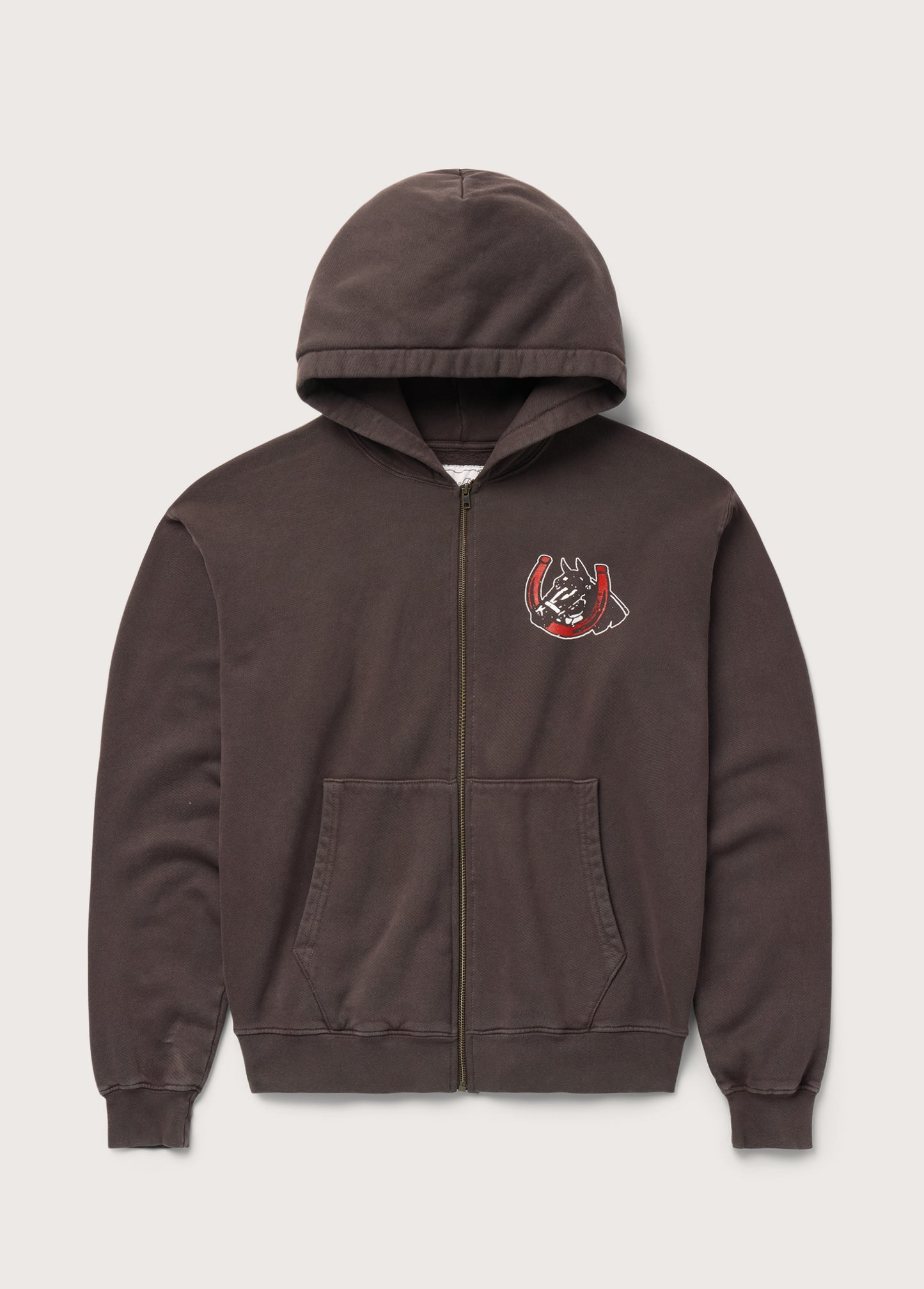 Valley Riders Zip Up Hooded Sweatshirt | Sun Faded Washed Brown