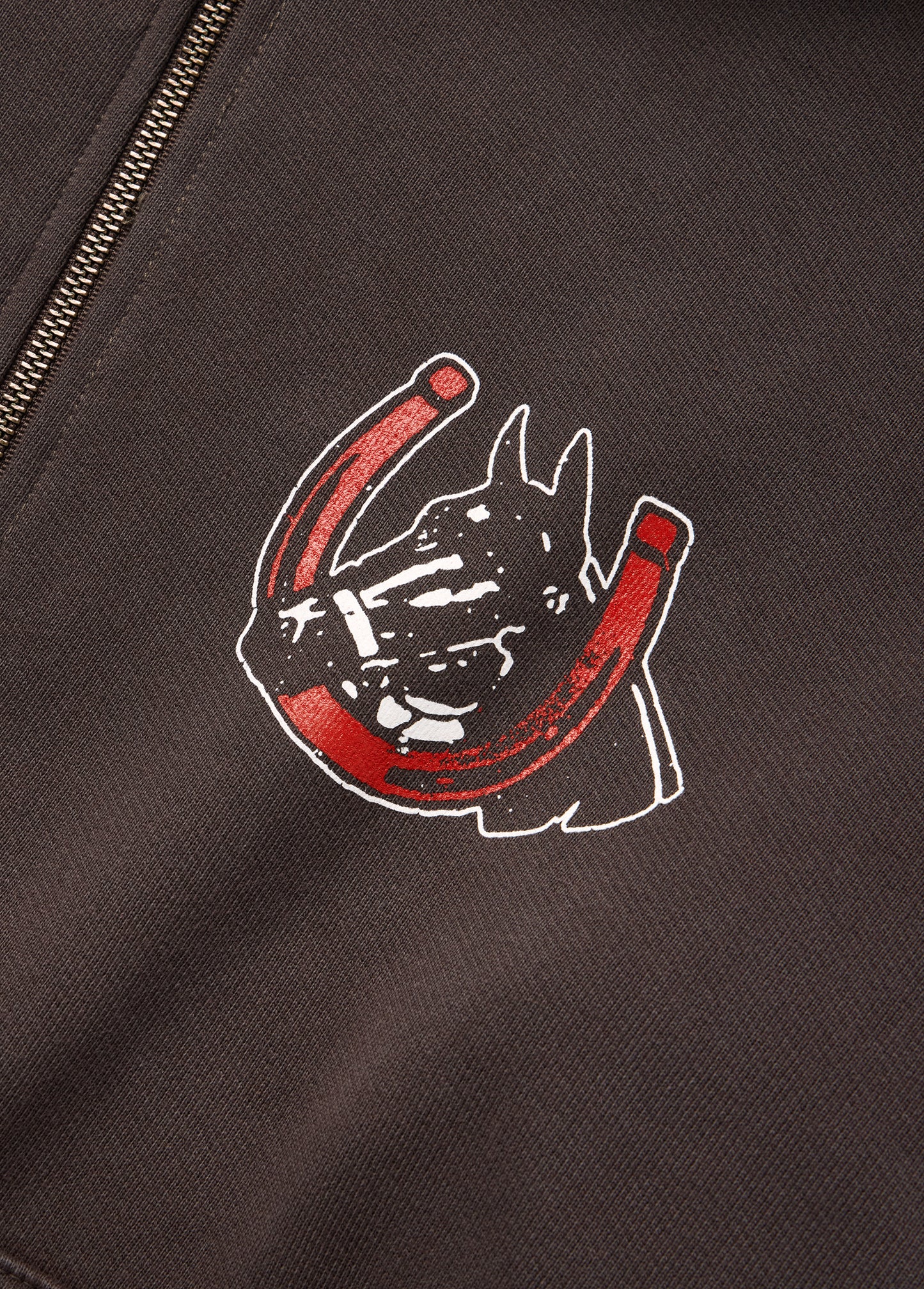 Valley Riders Zip Up Hooded Sweatshirt | Sun Faded Washed Brown