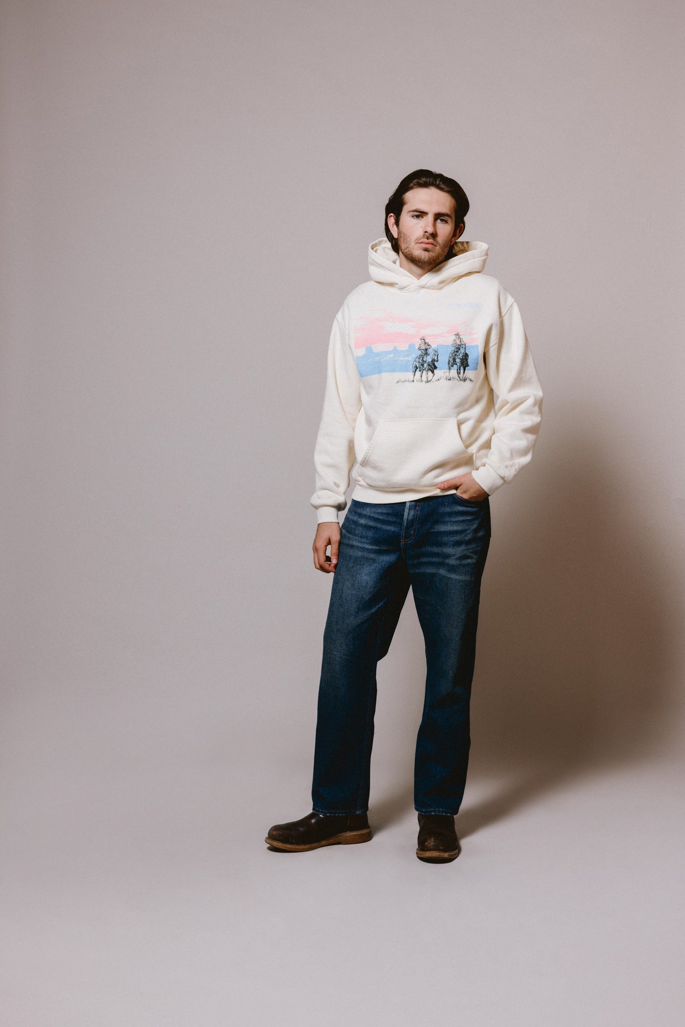 Drifting A Blue Hooded Sweatshirt | Bone