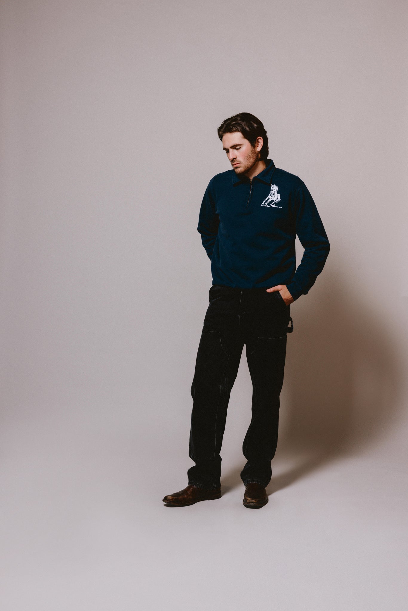 Running Horse Quarter Zip | Navy