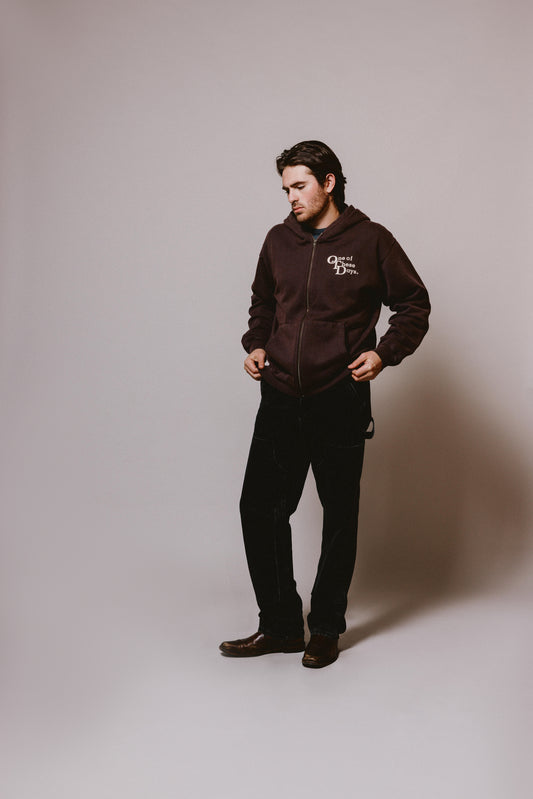 Valley Riders Zip Up Hooded Sweatshirt | Sun Faded Washed Brown