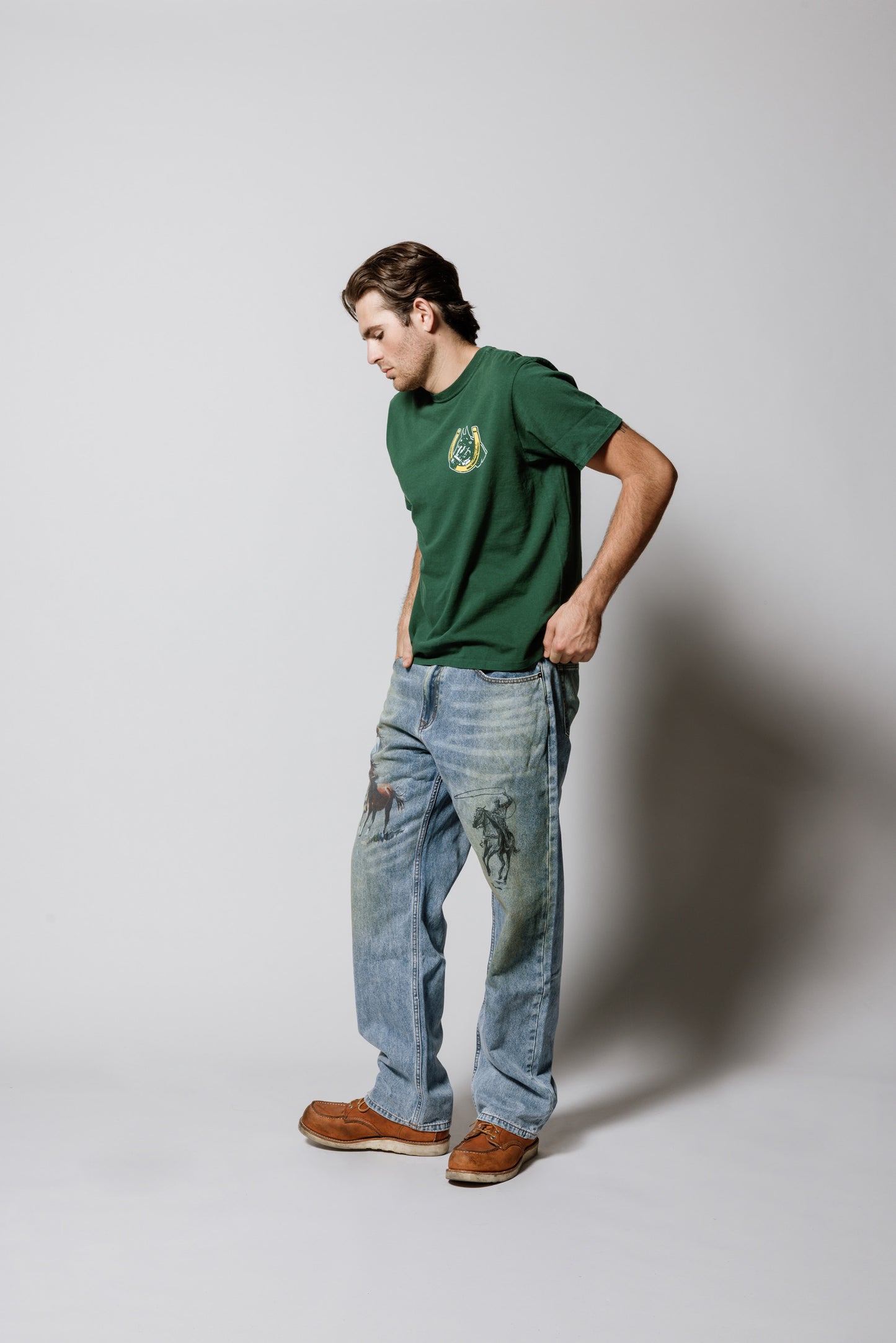 Valley Riders T-Shirt | Sun Faded Washed Forest Green