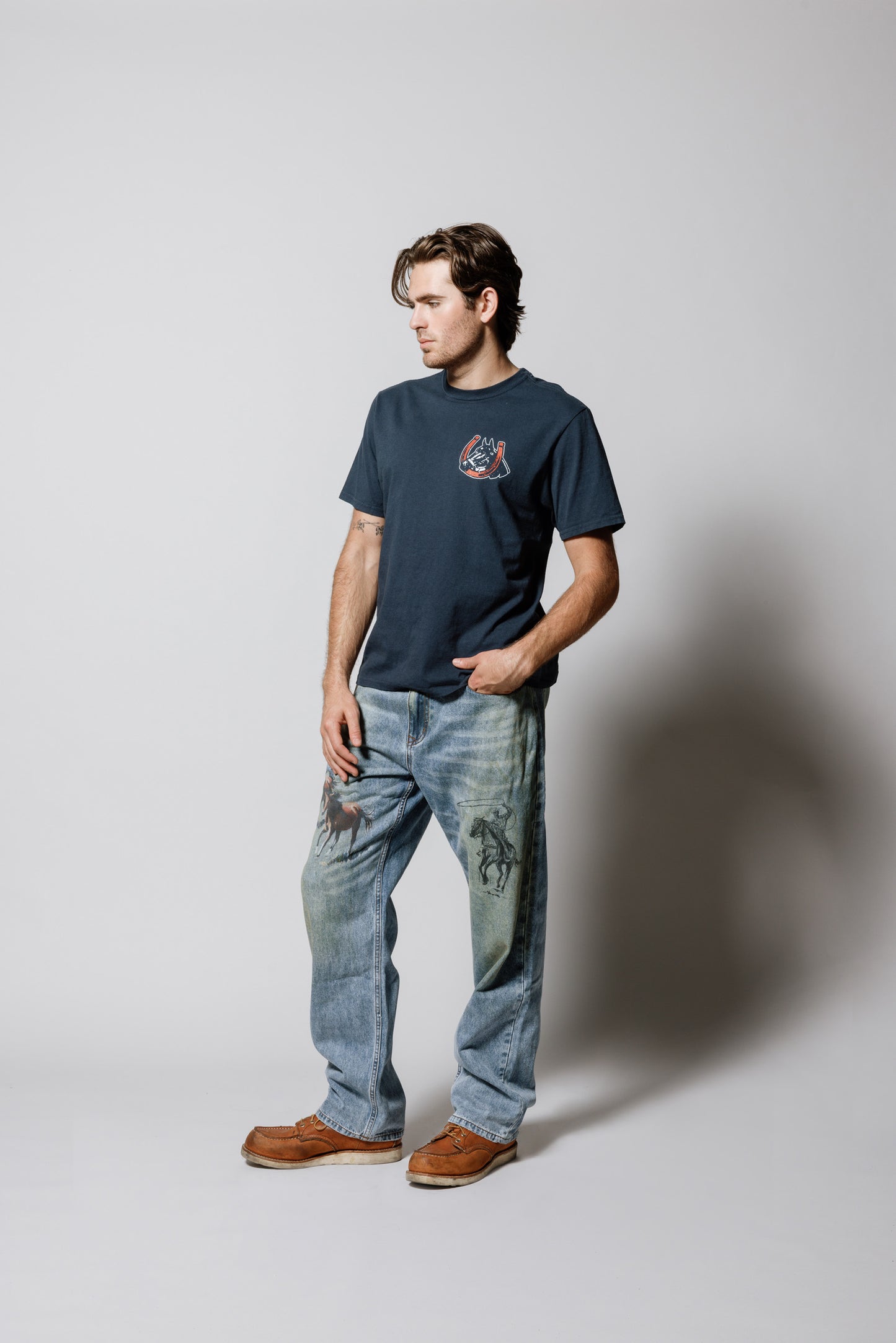 Valley Riders T-Shirt | Sun Faded Washed Navy