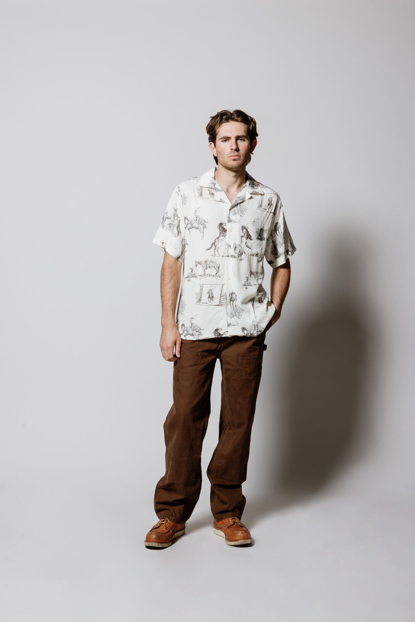 Charcoal Montage Camp Shirt | Bone