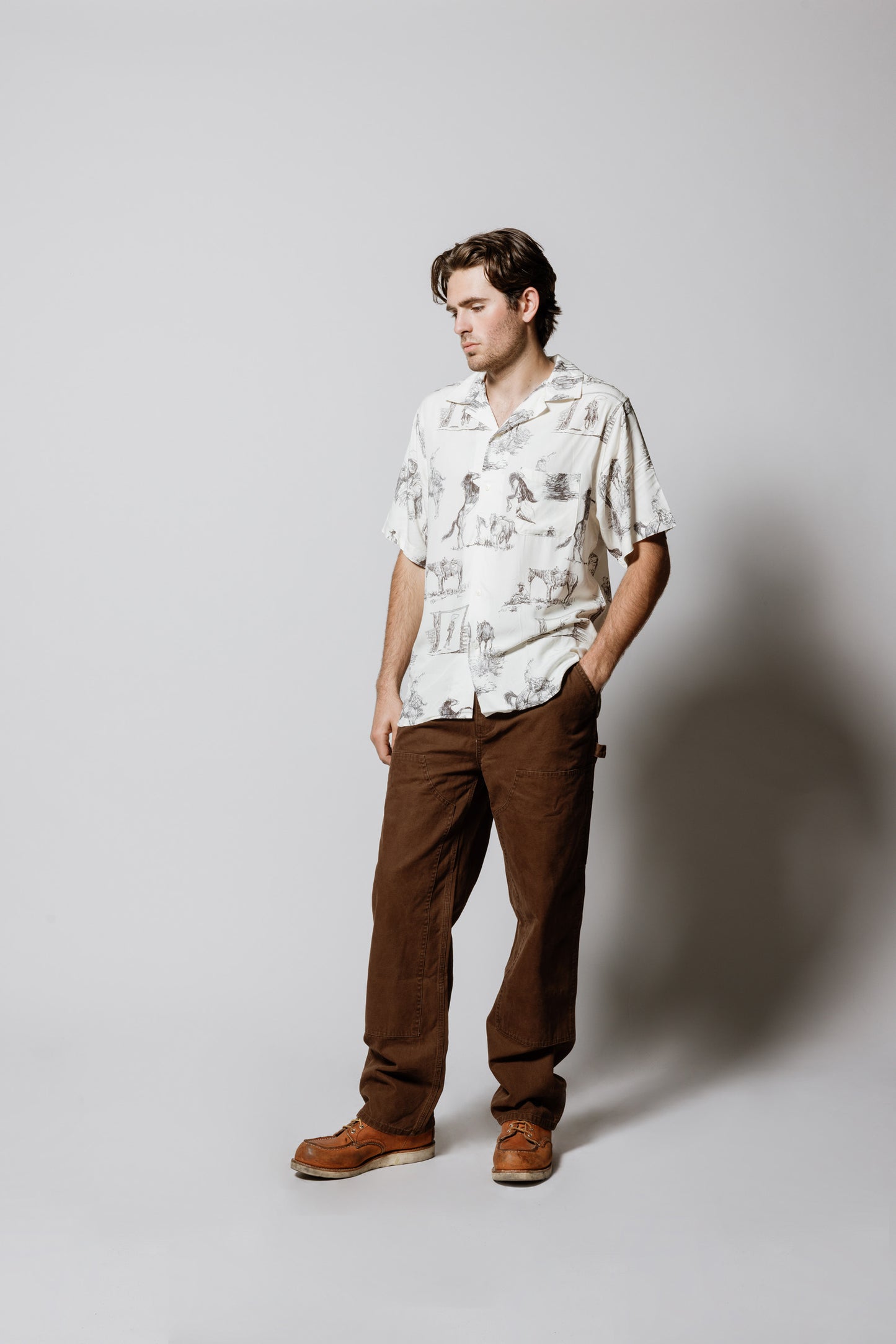 Charcoal Montage Camp Shirt | Bone